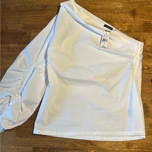 Josie Natori white one shoulder top